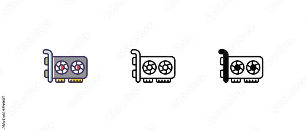 Graphics card Icons thin line and glyph vector icon stock illustration Graphics card Icons thin line and glyph vector icon stock illustration
