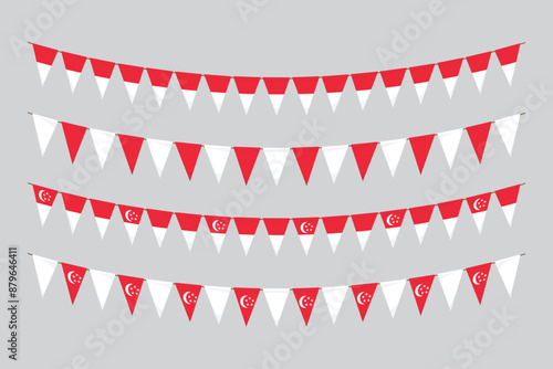 Flags isolated. Singapore paper bunting. flags birthday, anniversary, celebrate event.