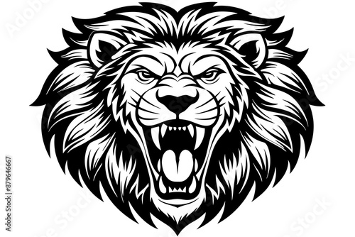 Wallpaper Mural a lion head roaring with its mouth open in a simple look a logo  silhouette vector illustration Torontodigital.ca