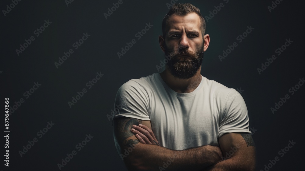 a man with a beard and a white shirt a man with a beard and a white shirt