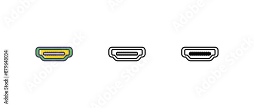 HDMI port Icons thin line and glyph vector icon stock illustration 