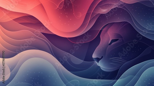 Abstract digital art featuring a majestic lion with vibrant, flowing colors, blending elements of nature and fantasy in a mesmerizing design.