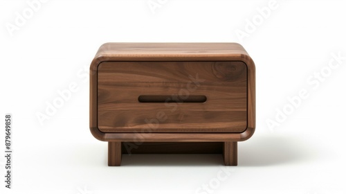 Wallpaper Mural A minimalist bedside table with clean lines and wooden finish, isolated on a white background Torontodigital.ca