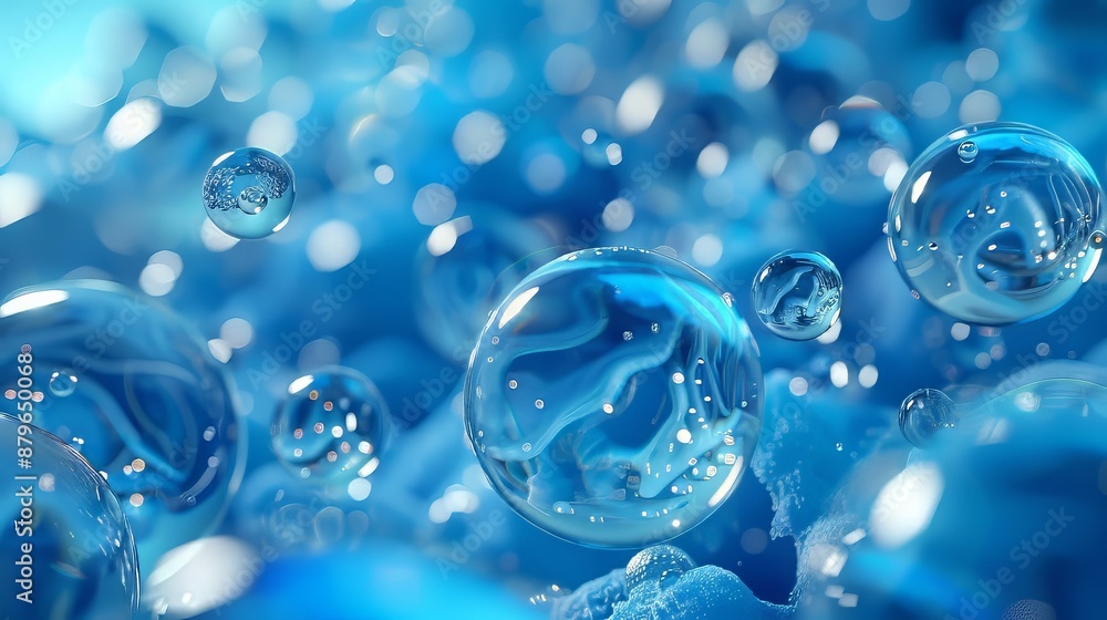 Stunning Blue Abstract Orbs Floating in a Dreamy Icy Setting Stunning Blue Abstract Orbs Floating in a Dreamy Icy Setting