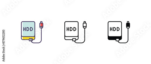 External hard drive Icons thin line and glyph vector icon stock illustration 