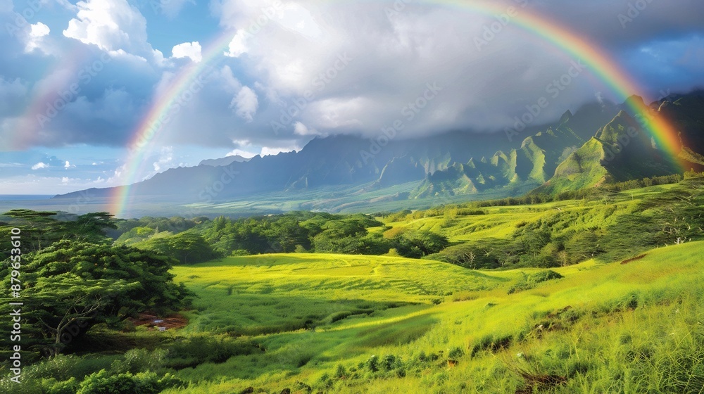 Rainbow Over Lush Valley in Hawaii Rainbow Over Lush Valley in Hawaii