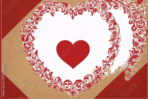 Croatia licitar heart motif wallpaper in traditional red and white photo