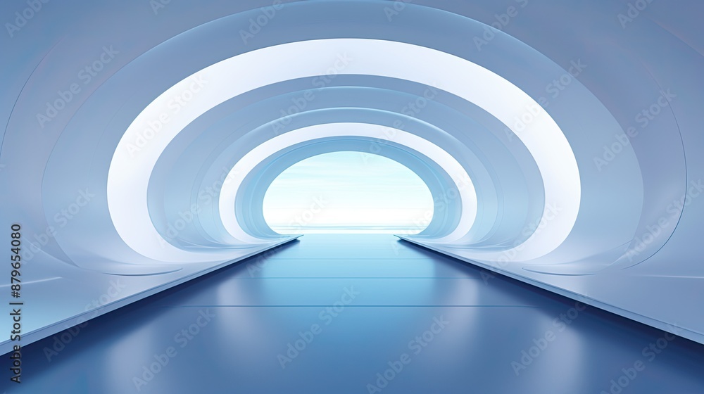 Fototapeta premium Futuristic Tunnel with Light at the End.