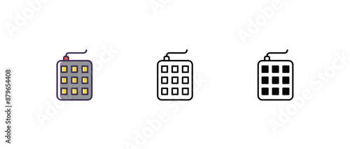 Numerical keypad Icons thin line and glyph vector icon stock illustration 