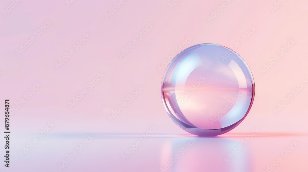 Glass sphere reflecting light on pastel background. Glass sphere reflecting light on pastel background.