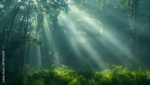  a forest filled with lots of green trees.