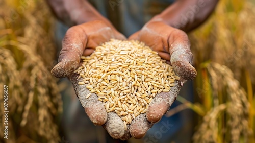 Hands Full of Rice: A Farmer's Harvest photo