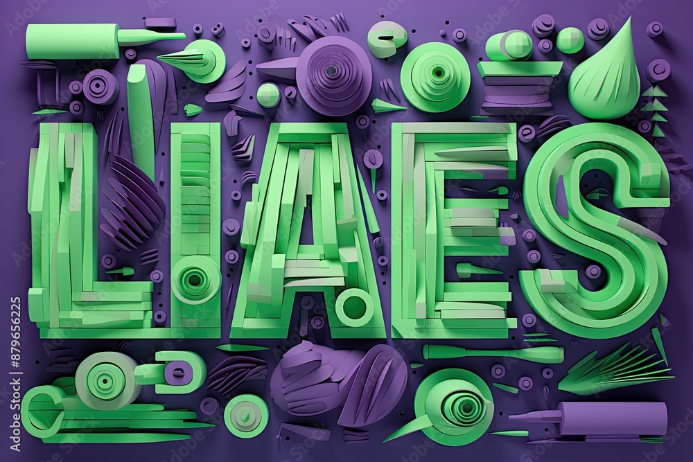 Fototapeta premium Abstract 3D Typography with Geometric Shapes.