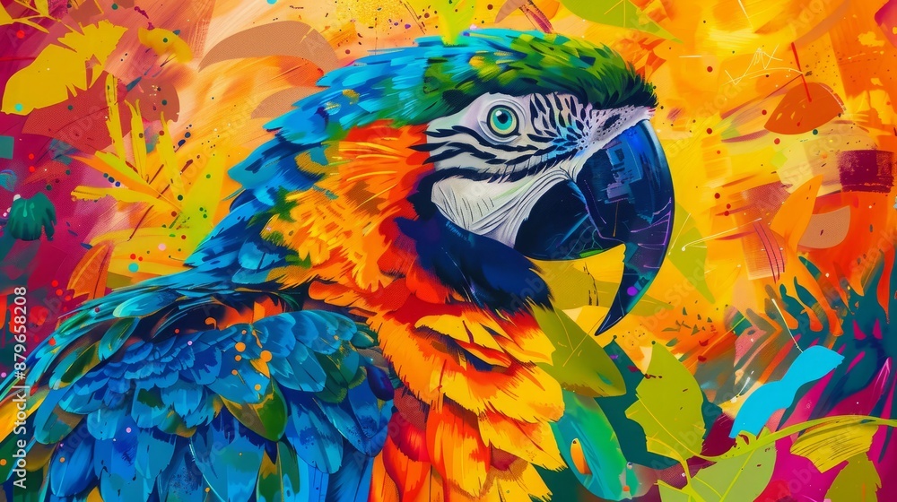 Obraz premium Vibrant Colorful Parrot in Abstract Artistic Background
