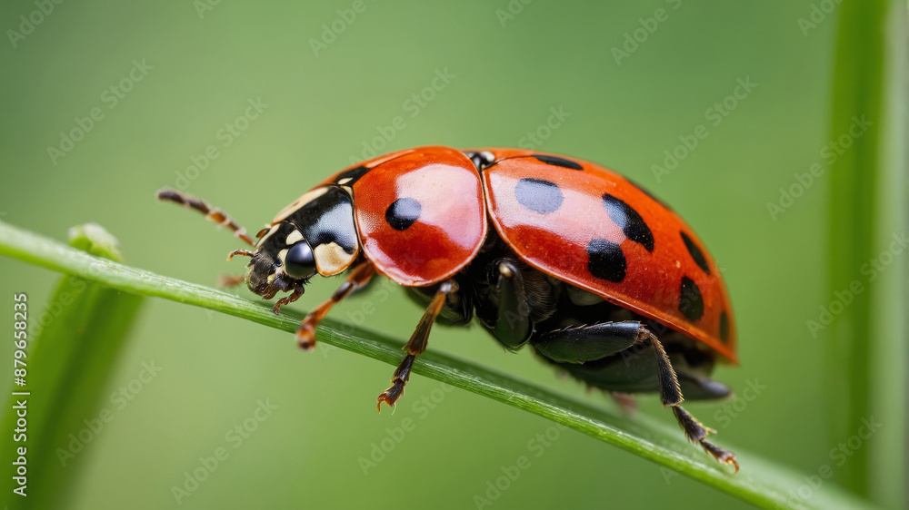 Macro Shot of a Ladybug on a Blade of Grass Macro Shot of a Ladybug on a Blade of Grass