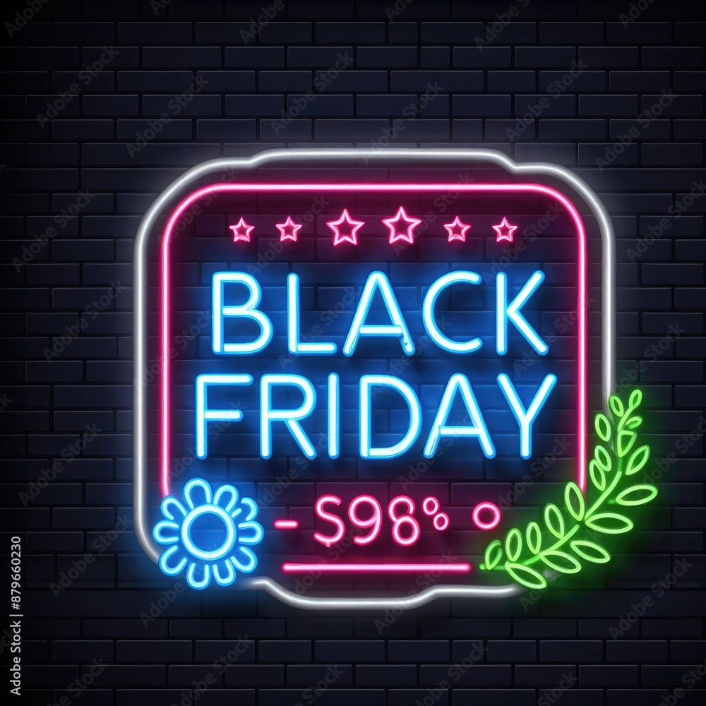 Obraz premium Image of vector realistic isolated neon sign of Black Friday for template decoration concept of sale