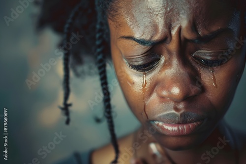 Beautiful black woman crying