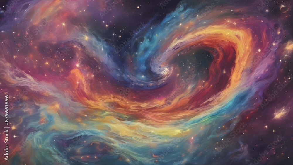 Dynamic rainbow galaxy, Cosmic illustration Dynamic rainbow galaxy, Cosmic illustration