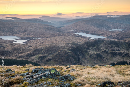 Views at sunrise atop Merrick, the highest peak in Galloway Forest Park