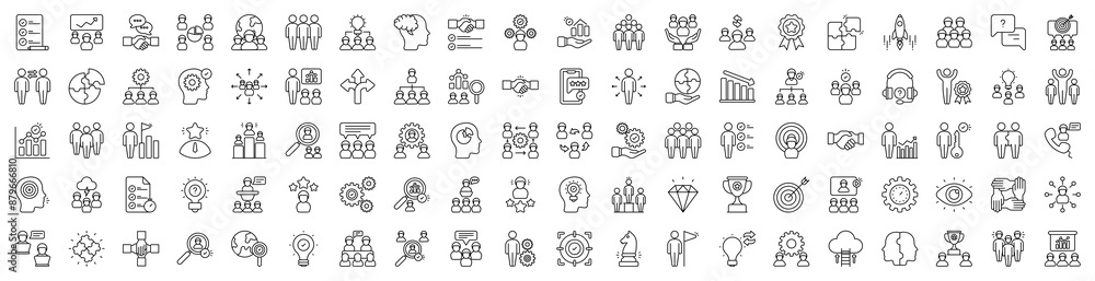 Team Work icon set. Containing Business Meeting, Achievement, Help, Efficiency, Solution, Workflow, Innovation, Partners, Team Building and Project icons illustration.
Team Work icon set. Containing Business Meeting, Achievement, Help, Efficiency, Solution, Workflow, Innovation, Partners, Team Building and Project icons illustration.