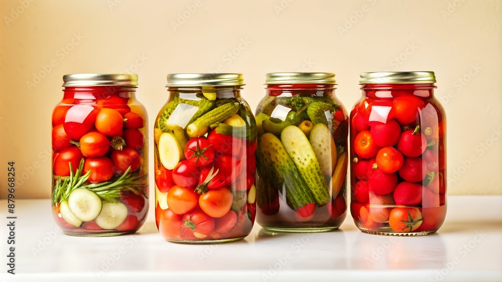 canning jars on a bright minimalist background canning jars on a bright minimalist background