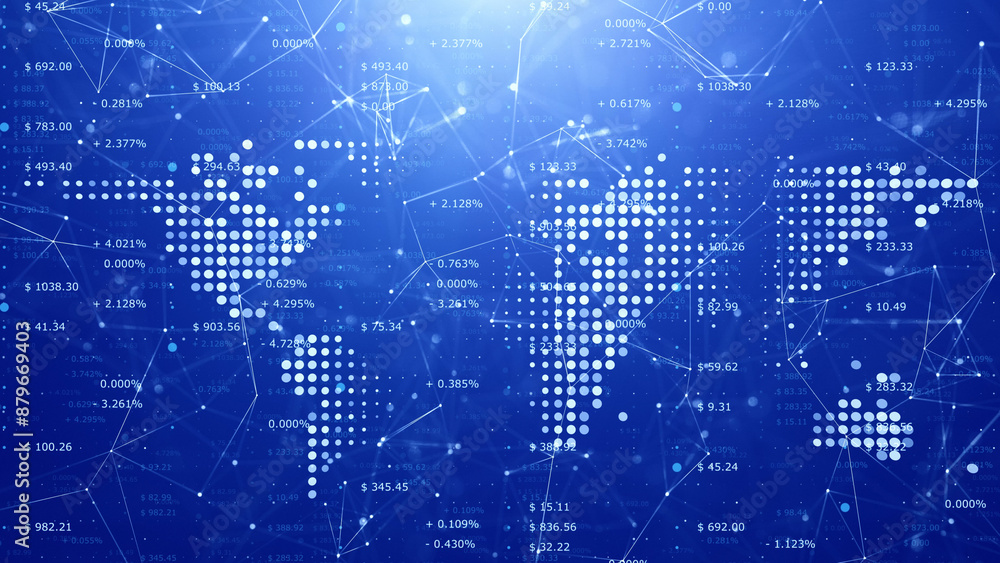 Obraz premium Modern business network charts on artistic shiny illustration background with stock data. 