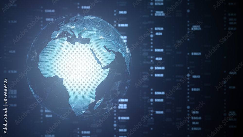 Earth globe and blurry data information illustration background.
Earth globe and blurry data information illustration background.