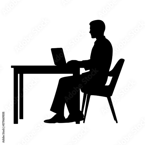 Man working on laptop vector illustration