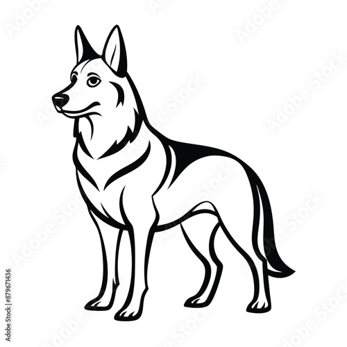German Shepherd dog line art sketch vector illustration  