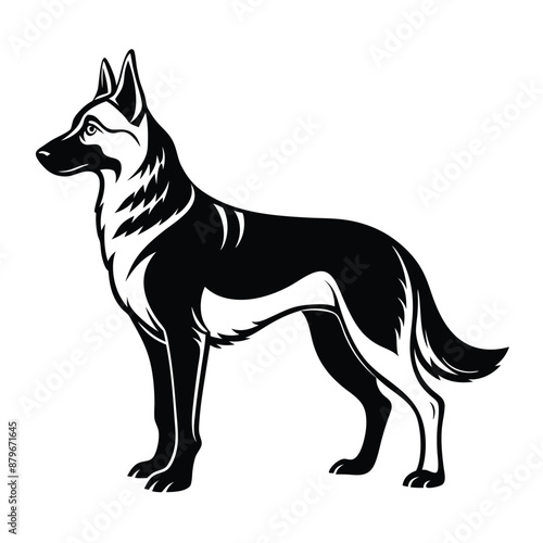 German Shepherd dog line art sketch vector illustration  