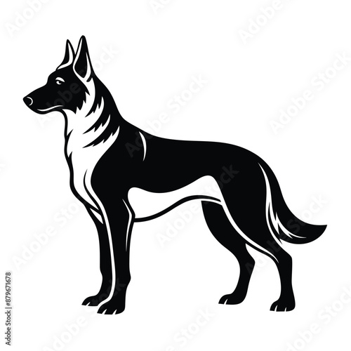 German Shepherd dog line art sketch vector illustration  