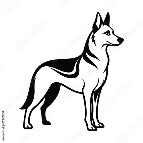 German Shepherd dog line art sketch vector illustration  