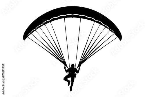 Ski parachute gliding silhouette vector, paraglider vector illustration, Paragliding Parachute Silhouette