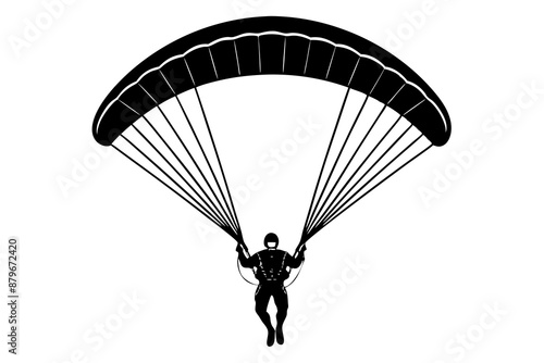 Ski parachute gliding silhouette vector, paraglider vector illustration, Paragliding Parachute Silhouette
