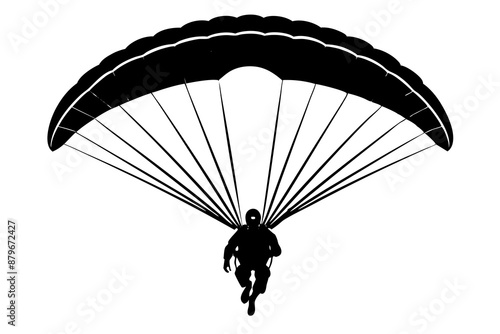 Ski parachute gliding silhouette vector, paraglider vector illustration, Paragliding Parachute Silhouette