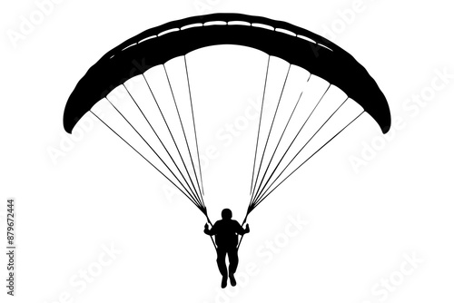 Ski parachute gliding silhouette vector, paraglider vector illustration, Paragliding Parachute Silhouette