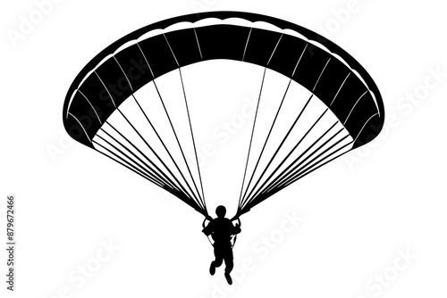 Ski parachute gliding silhouette vector, paraglider vector illustration, Paragliding Parachute Silhouette
