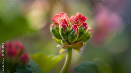 Close-Up of Red Flower Bud in Natural Environment