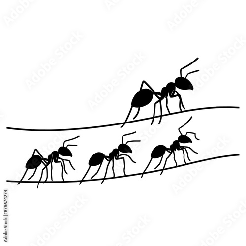 Group of ant silhouette vector