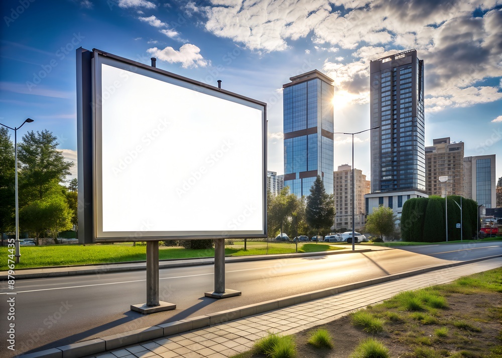 Obraz premium Billboard in city or urban area, ideal for advertising and promotional campaigns, blank bill board, copy space