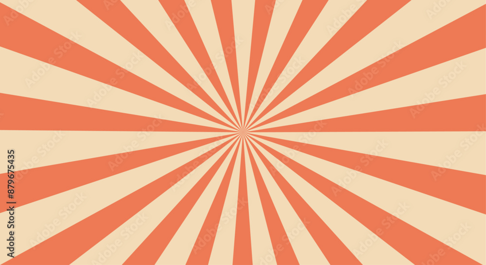 Fototapeta premium Sunburst background. Retro orange and cream radiant design