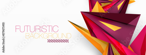 Minimal geometric abstract background. Low poly dynamic triangle design. Trendy techno business template for wallpaper, banner, background or landing