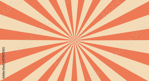 Sunburst background. Retro orange and cream radiant design