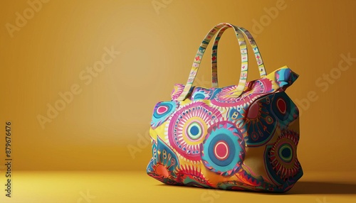 Summerthemed 3D illustration of a beach bag with a psychedelic casino pattern photo