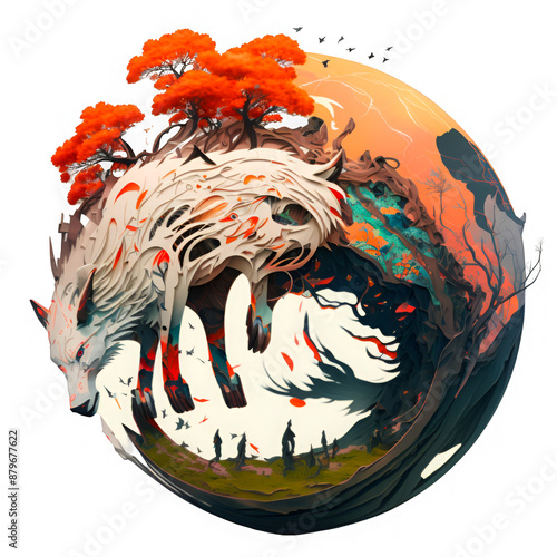 an illustration of the earth in okami style