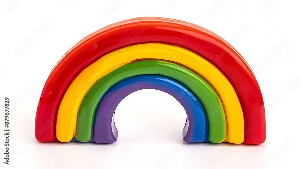 Obraz premium One colorful rainbow isolated on white Childrens toy : Generative AI