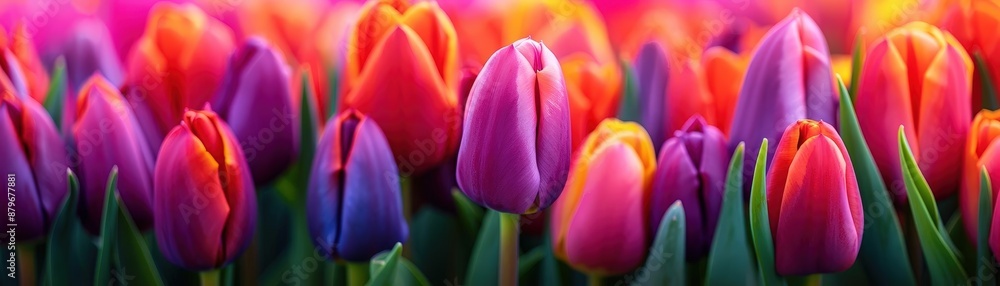 Fototapeta premium Vibrant Keukenhof tulip gardens, Netherlands