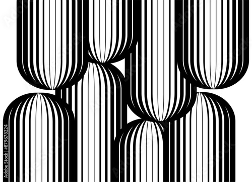 Vector pattern in the form of striped capsules from black lines on a white background. Design element. vector background. 