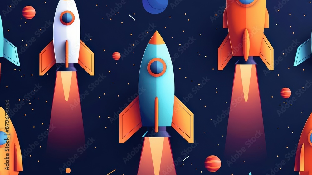 Whimsical pattern with space exploration theme Whimsical pattern with space exploration theme