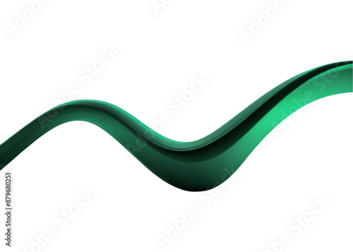 Abstract green curve isolated on white or transparent background.